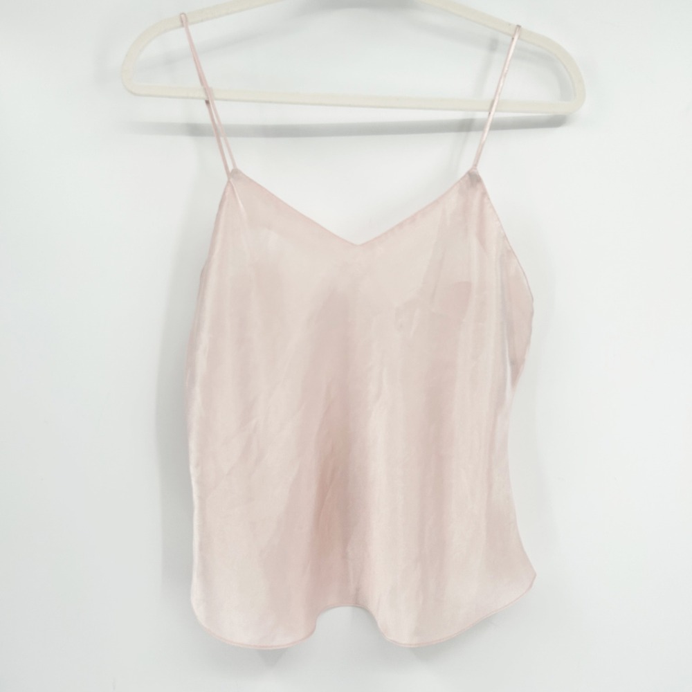 Erika Taylor Womens Vintage Y2K Coquette Soft‎ Pink Satin Cami Tank Top Size M